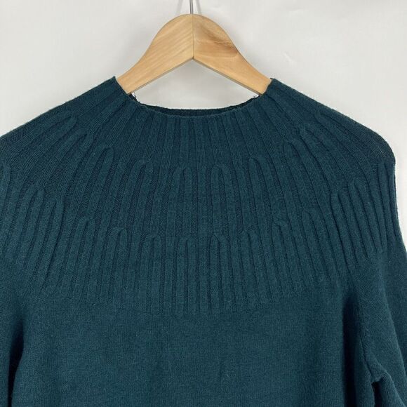by Anthropologie Sweater Size Medium Womens Hunter Green Welford Tunic Knit Mock - Picture 2 of 8